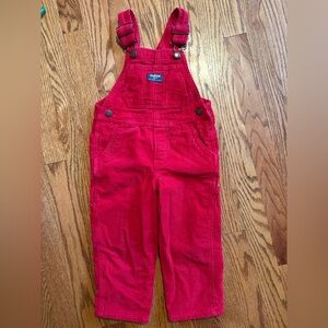 OshKosh B'Gosh Red Corduroy Toddler Vestbak Carpenter Overalls 3T Unisex Y2K